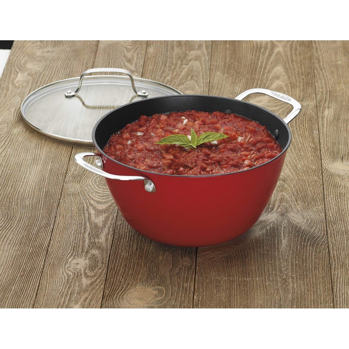 Cuisinart CIL4525-26R CastLite Non-Stick Cast Iron Dutch Oven with Cover, 5.25-Quart, Red