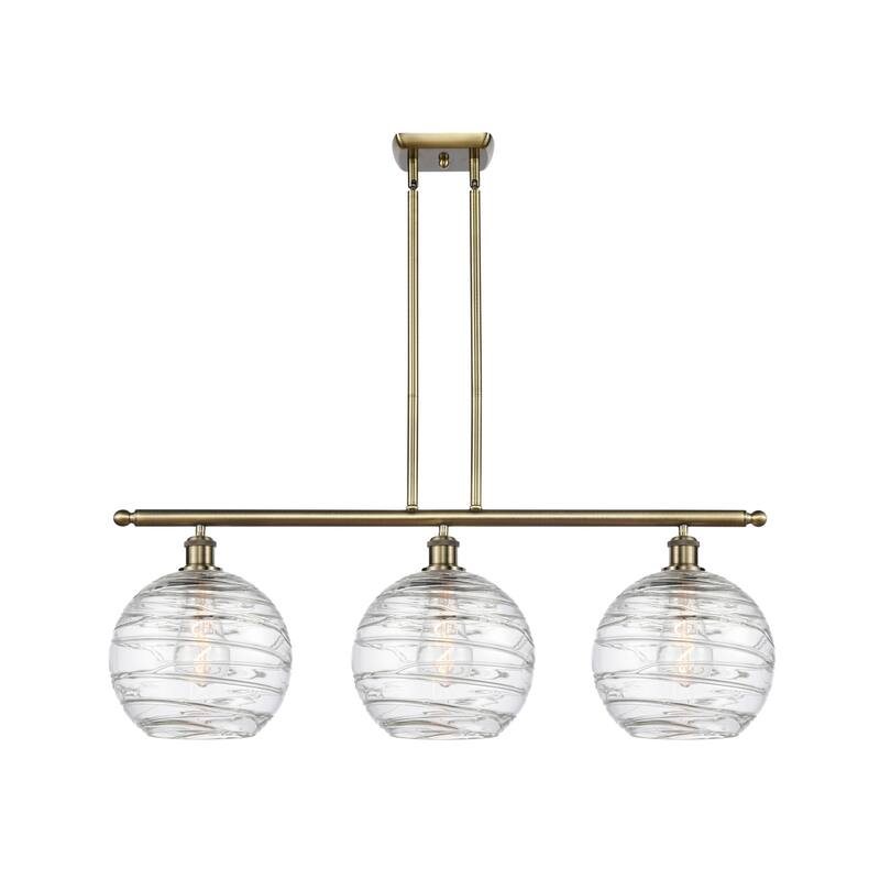 Innovations Lighting 516-3I-13-37 Athens Linear Athens 3 Light 37" - Antique Brass / Clear Deco Swirl