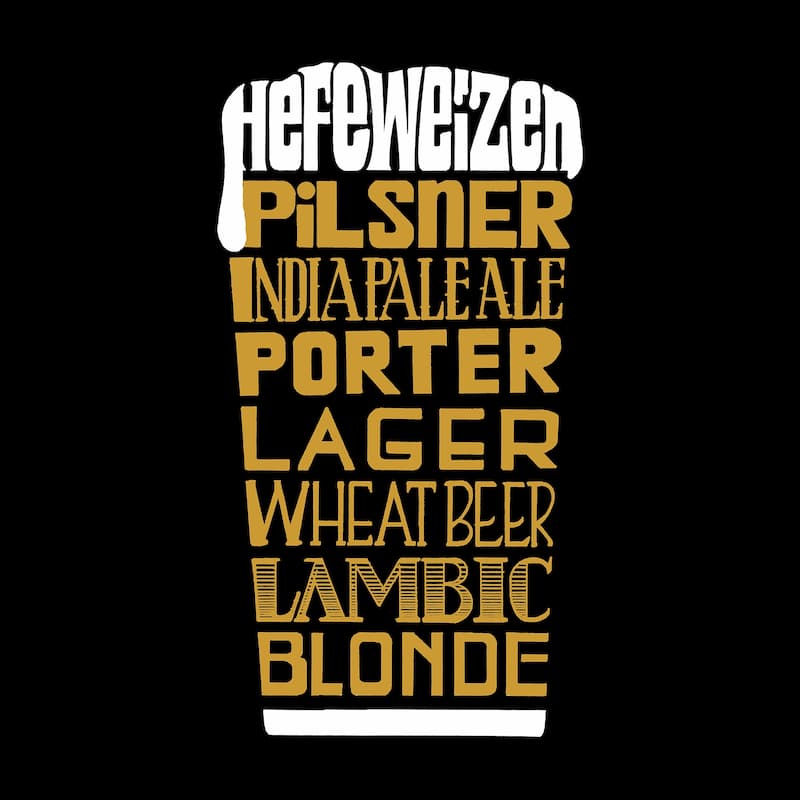 LA Pop Art Men's Premium Blend Word Art T-shirt - Styles of Beer