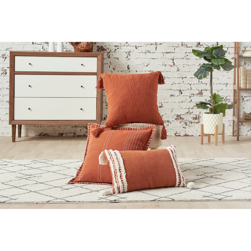 Anna Cotton Decorative Throw Pillow With Tassels