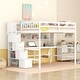 preview thumbnail 1 of 14, Full Pine Loft Bed with Desk, Shelves, Staircase, and Guardrail White