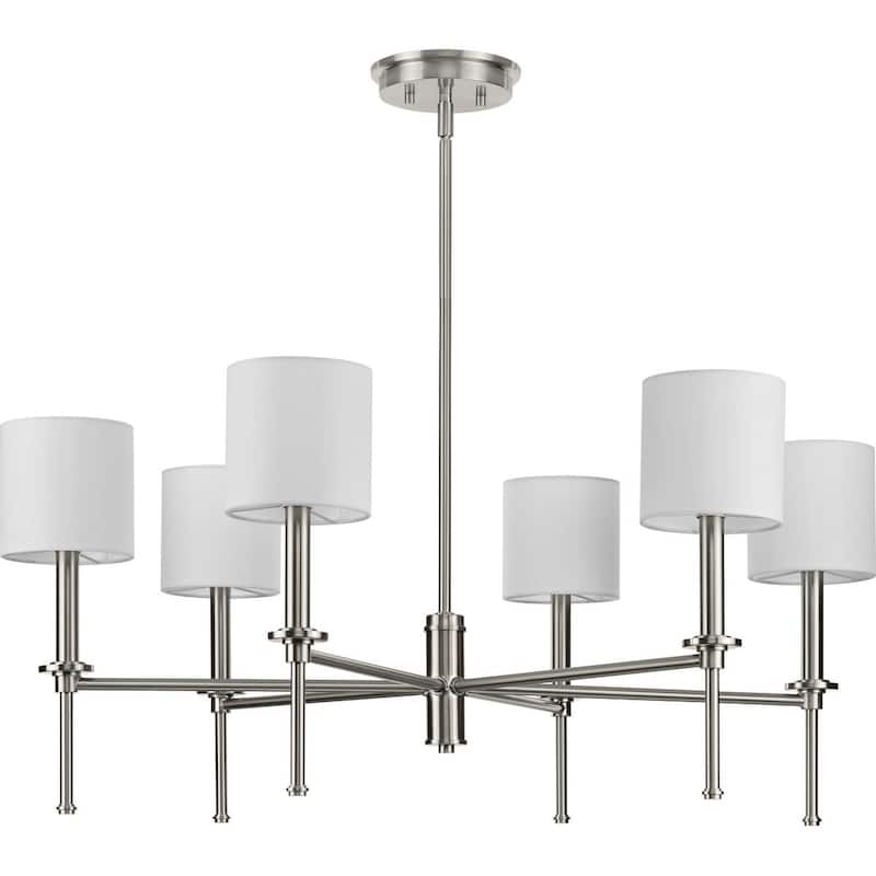 Elara Collection Six-Light New Traditional Brushed Nickel Chandelier Light - 30 in x 30 in x 10.37 in