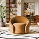 preview thumbnail 35 of 70, 35" Wide Velvet/ Boucle Swivel Barrel Accent Chair