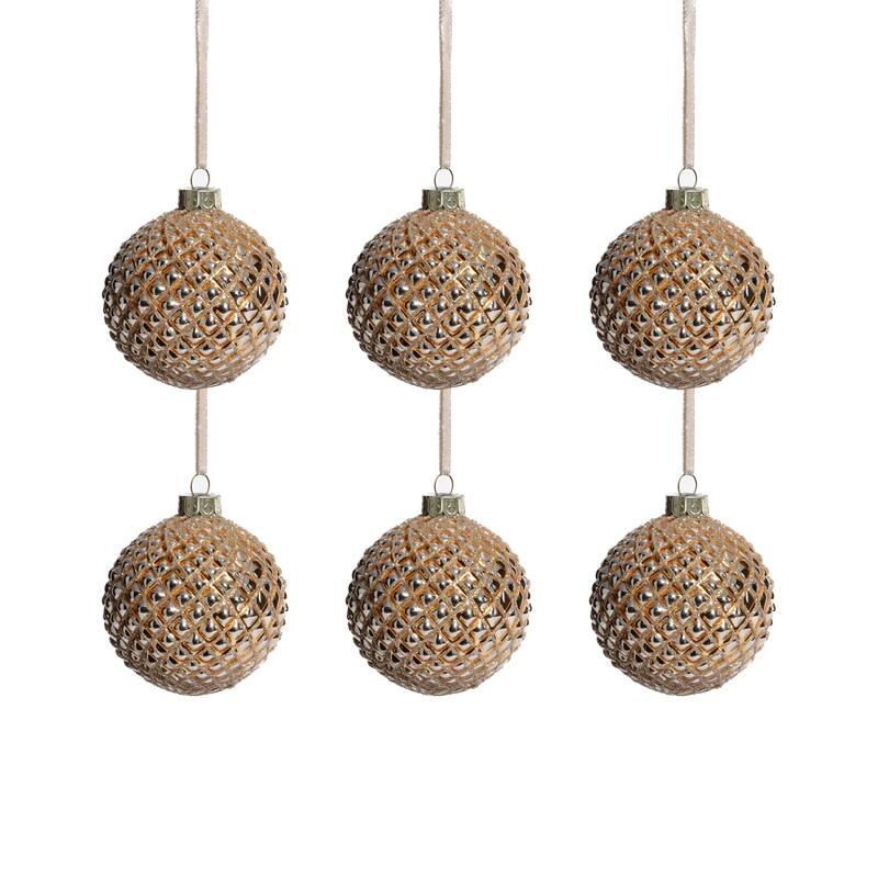 Metallic Matte Glass Ball Christmas Ornaments, Set of 6, 3.25"