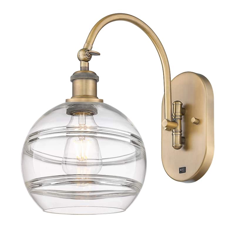 Innovations Lighting 518-1W-13-8 Rochester Sconce Rochester 13" Tall - Brushed Brass / Clear