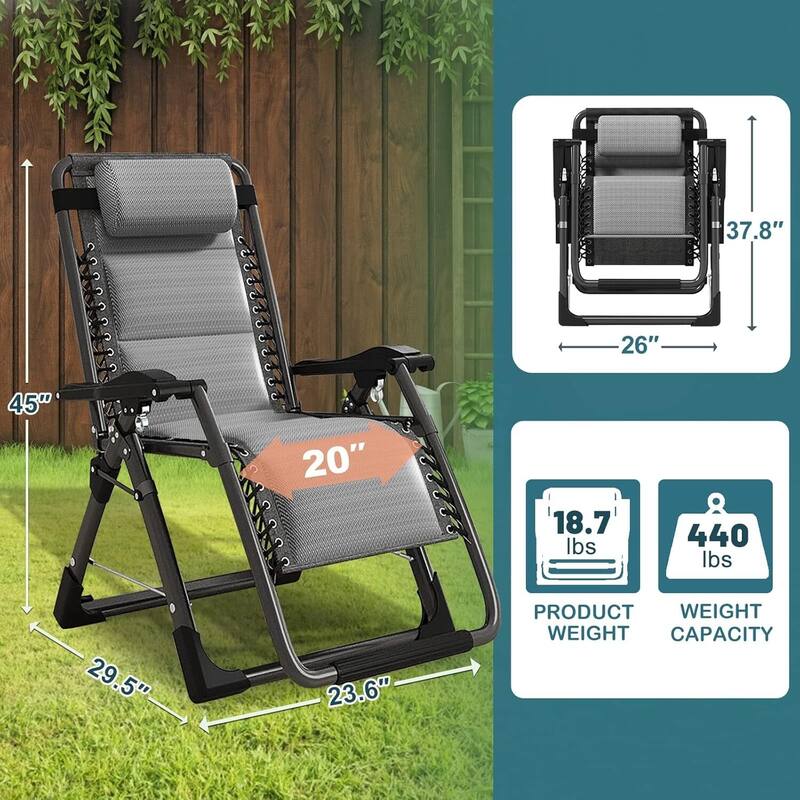 DoCred Zero Gravity Chair, Folding Lawn Chaise Recliner Lounge Chair