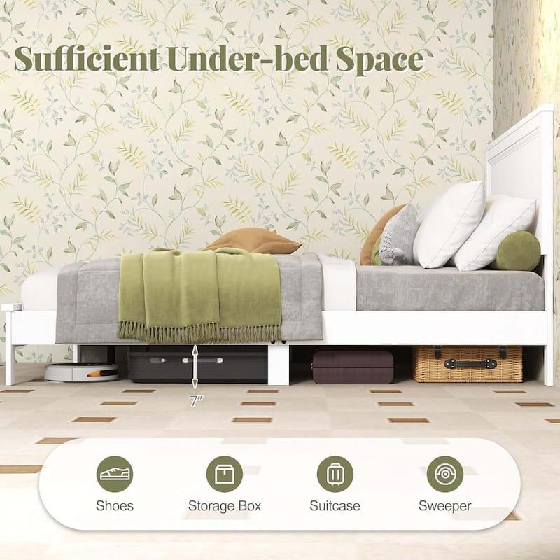 Wood Bed Frame Platform Bed Solid Wood Legs Mattress Foundation
