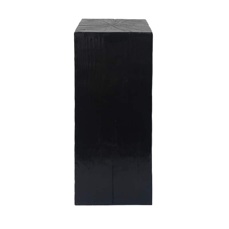 Distressed Wood-Effect End Table • Square Column Design in Multi-Height Set • Weather-Resistant for Indoor & Outdoor Decor