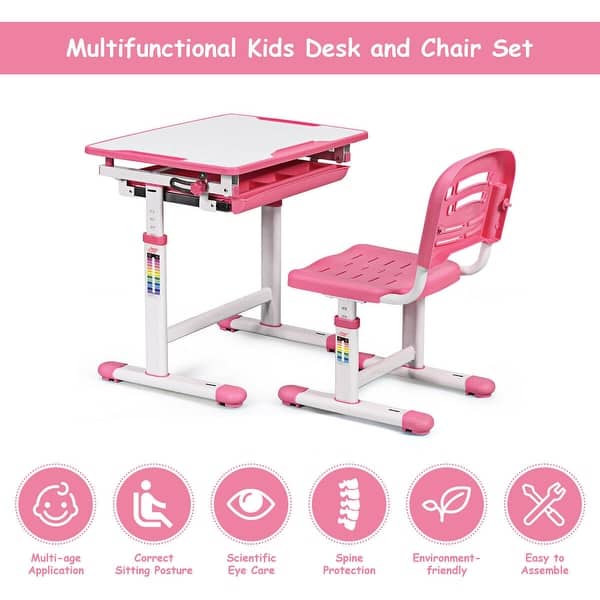 Shop Gymax Height Adjustable Children S Desk Chair Set