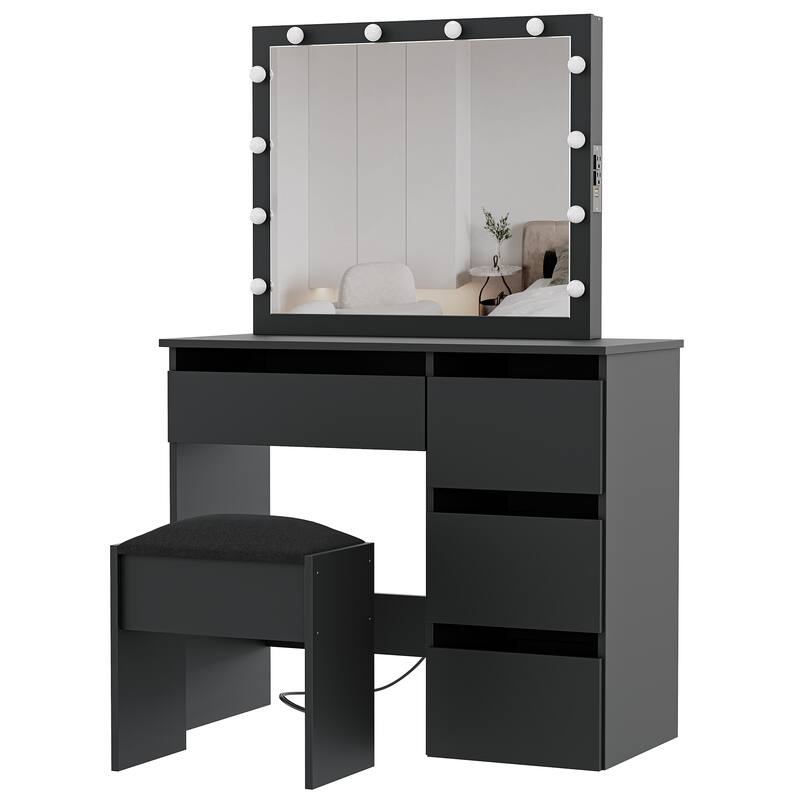 Makeup Vanity Desk Set with Lights and Mirrors