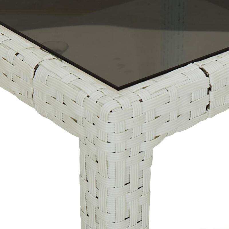 vidaXL Patio Table 74.8" Tempered Glass and Poly Rattan Table Multi Colors - 74.8 x 35.4 x 29.5 in