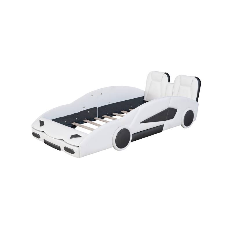 Twin Race Car Upholstered Bed with Guardrails