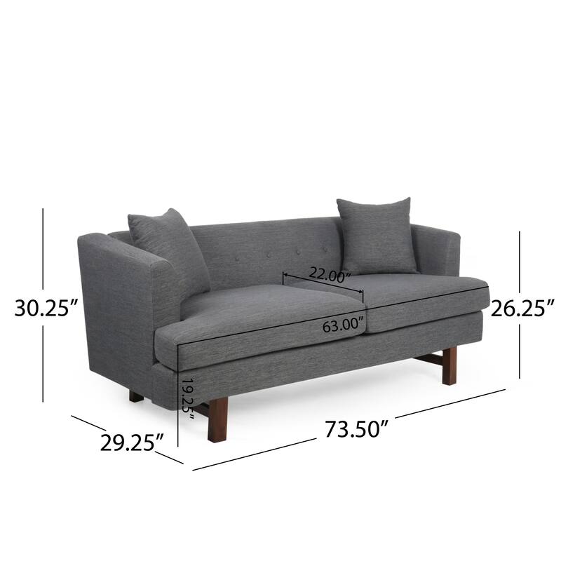 73.5" Loveseat, Family Room Fabric Sofa, Tufted Upholstered Arm Couch with Wood Legs for Living Room Bedroom