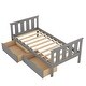 preview thumbnail 12 of 15, Twin Size Solid Wood Platform Bed Frame with Storage Drawers With Storage Drawers,Footboard and Headboard