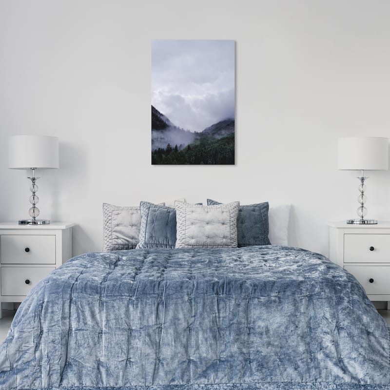 Wynwood Studio Canvas Nature and Landscape Humid and Foggy Forest Gray and Dark Green Tropical Wall Art Canvas Print - 36 x 24