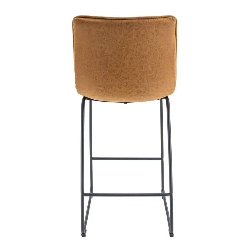 LeisureMod Brooklyn Modern Leather Barstool with Black Sled Base Set of 2 - 29.9