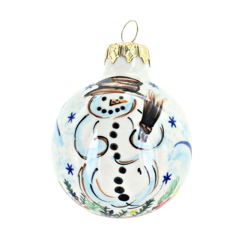 Blue Rose Polish Pottery Vena Small Christmas Ball