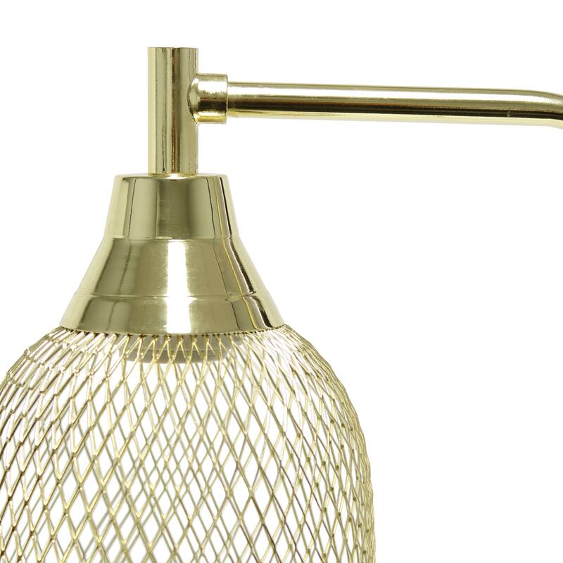 Farmhouse Style Desk Lamp with Mesh Shade - 19" - Gold