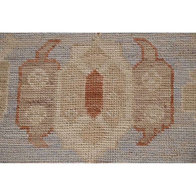 Vegetable Dye Oushak Turkish Large Rug Hand-Knotted Floral Wool Carpet - 9'11"x 14'0"