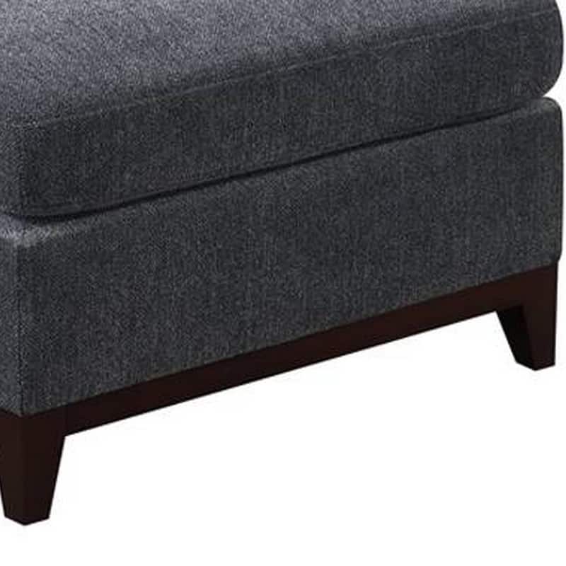 Jemy 37 Inch Modular Armless Chair, Cushioned Dark Gray Chenille Solid Wood