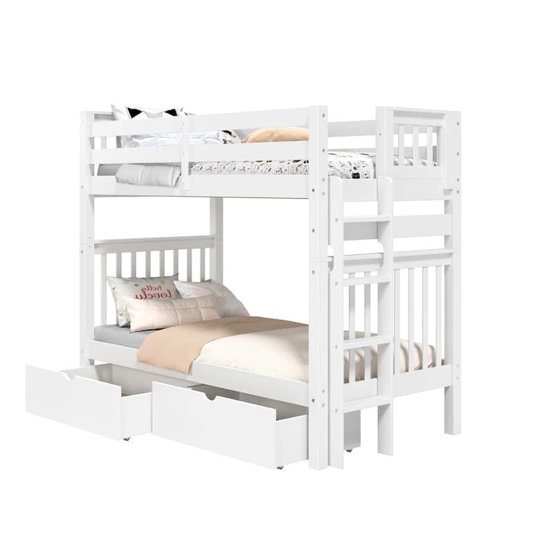 Taylor & Olive Trillium Tall Twin over Twin Bunk Bed, 2 Drawers