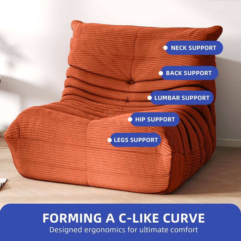 Moasis Cordury Fireside Bean Bag Chairs with Memory Foam for Adults