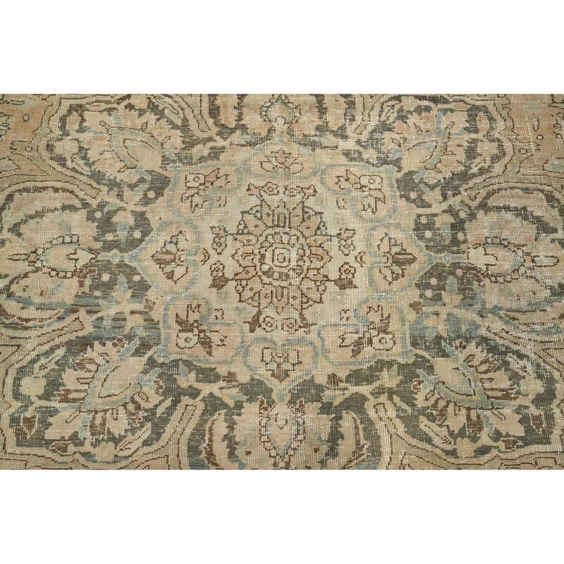Hand Knotted Oriental 100% Wool Carpet Traditional Floral Peach Heriz Area Rug - 12' 4'' X 9' 4''