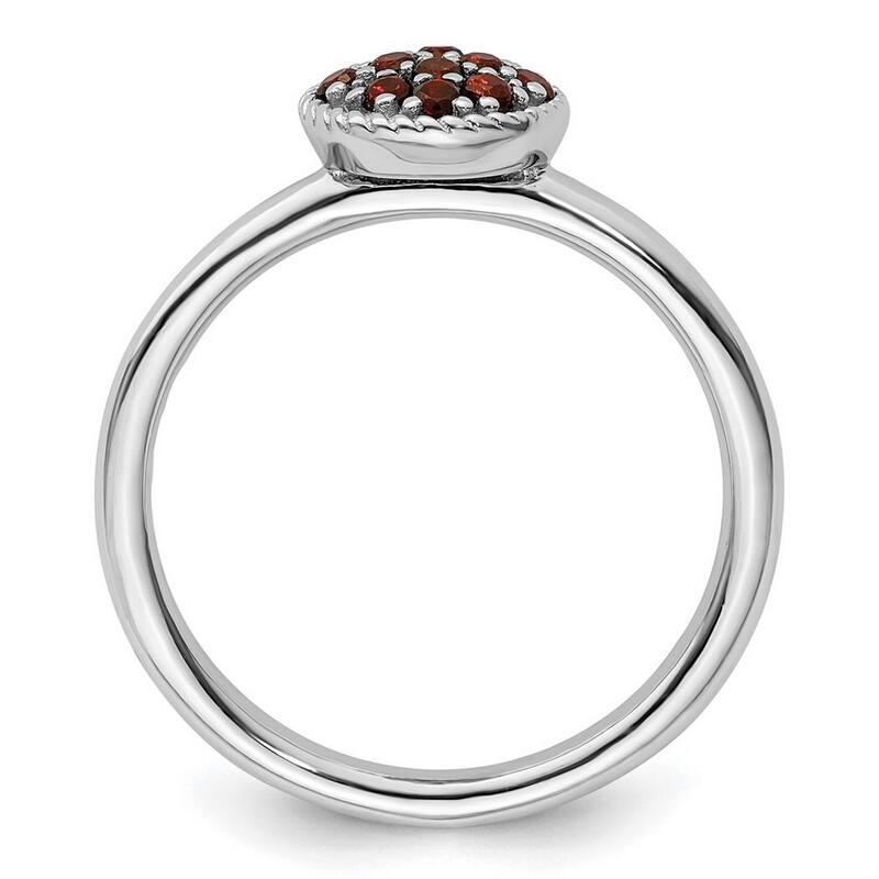 Curata 925 Sterling Silver Polished Prong set Stackable Expressions Garnet Rhodium Ring