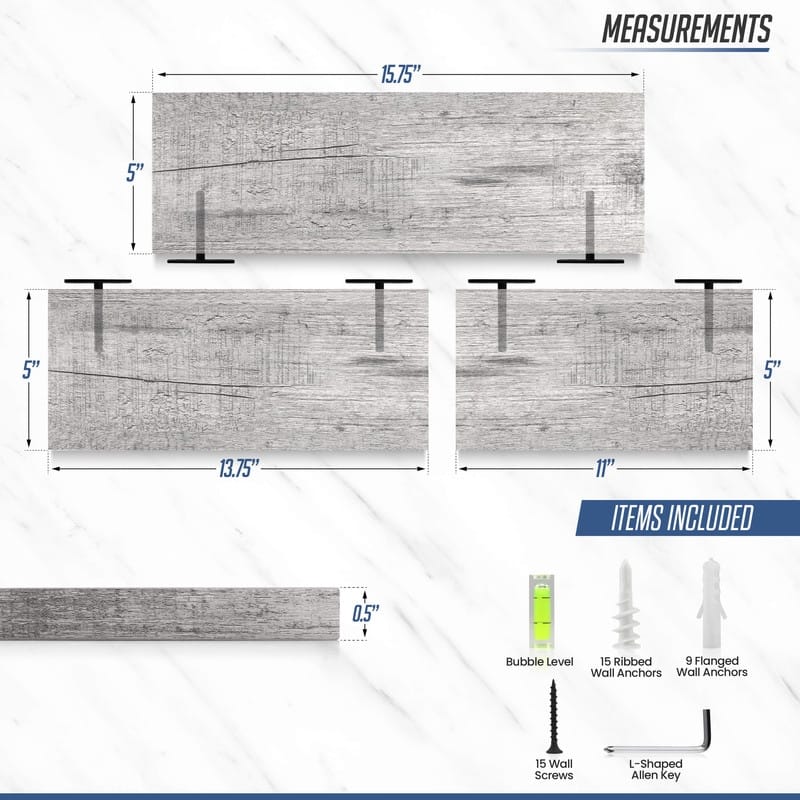 Wall Mounted Display Ledge Floating Wall Shelves Set of 3