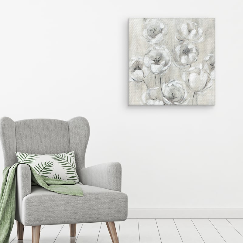 Sketchy Tulips White by Galaxy of Graphics Canvas Art Print