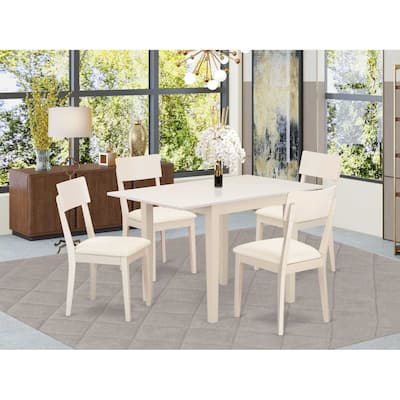 HomeStock 5-Pc Linen White Finish Solid Wood Top-Dining Room Set-Seats 4