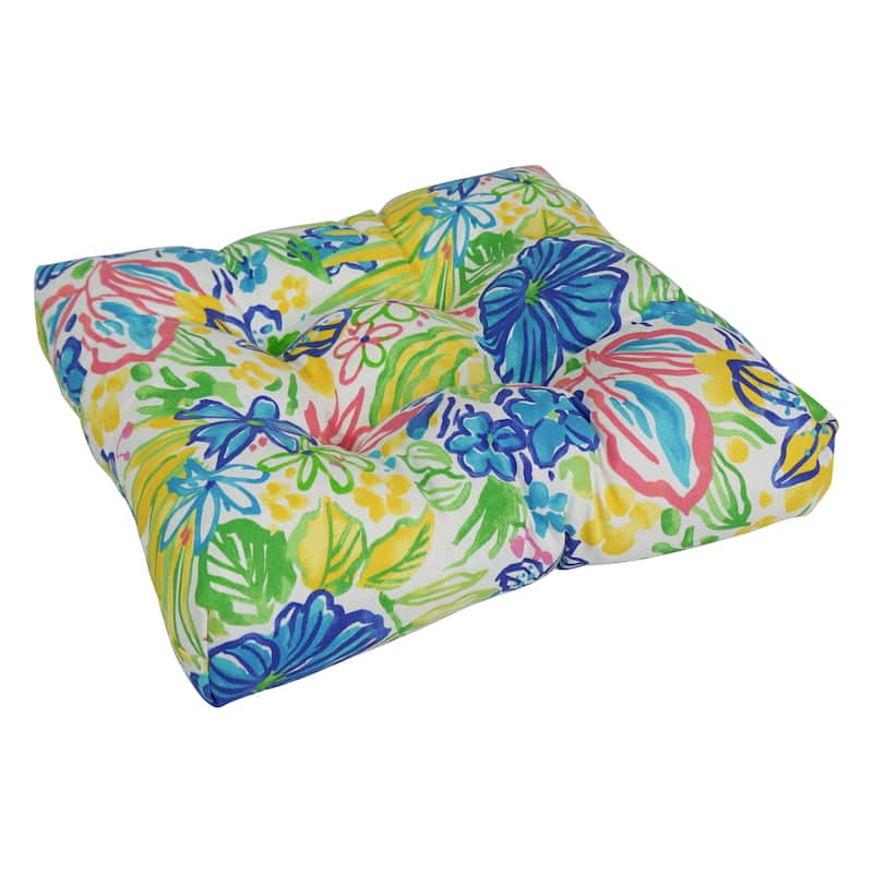 19-inch Square Tufted Indoor/Outdoor Chair Cushion - 19" x 19"