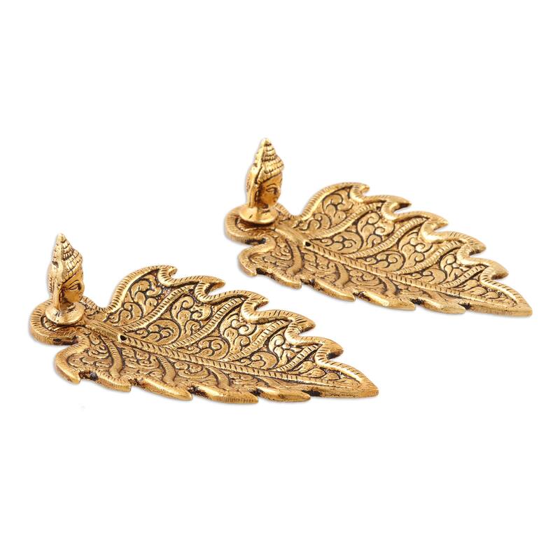 Novica Handmade Golden Buddha Aluminum Incense Holders (Pair)