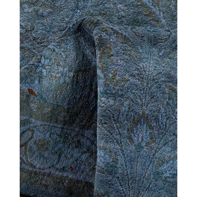 Fine Vibrance, One-of-a-Kind Hand-Knotted Runner Rug - Gray, 2' 6" x 10' 3" - 2' 6" x 10' 3"