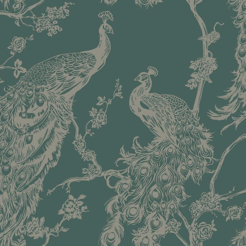 Glistening Peacock Non-Pasted Wallpaper– 396 in x 20.8 in - Green