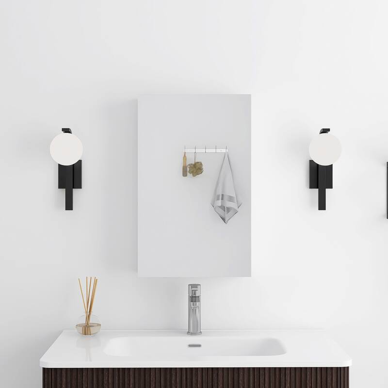 Rectangular Aluminum Medicine Cabinet with Mirror - 15" x 24" - Silver