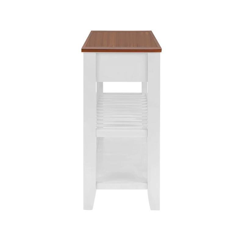 Vintage-Inspired Pine Console Table - Two-Tier Open Shelf Design for Living Spaces‌.