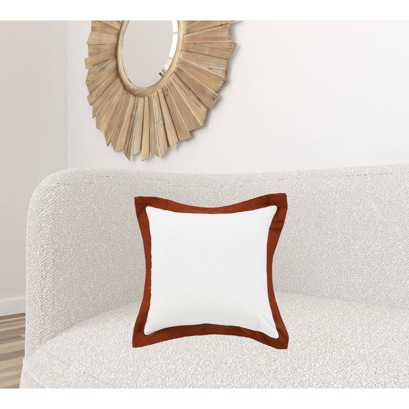 HomeRoots 20" X 20" White And Cinnamon 100% Cotton Geometric Zippered Pillow