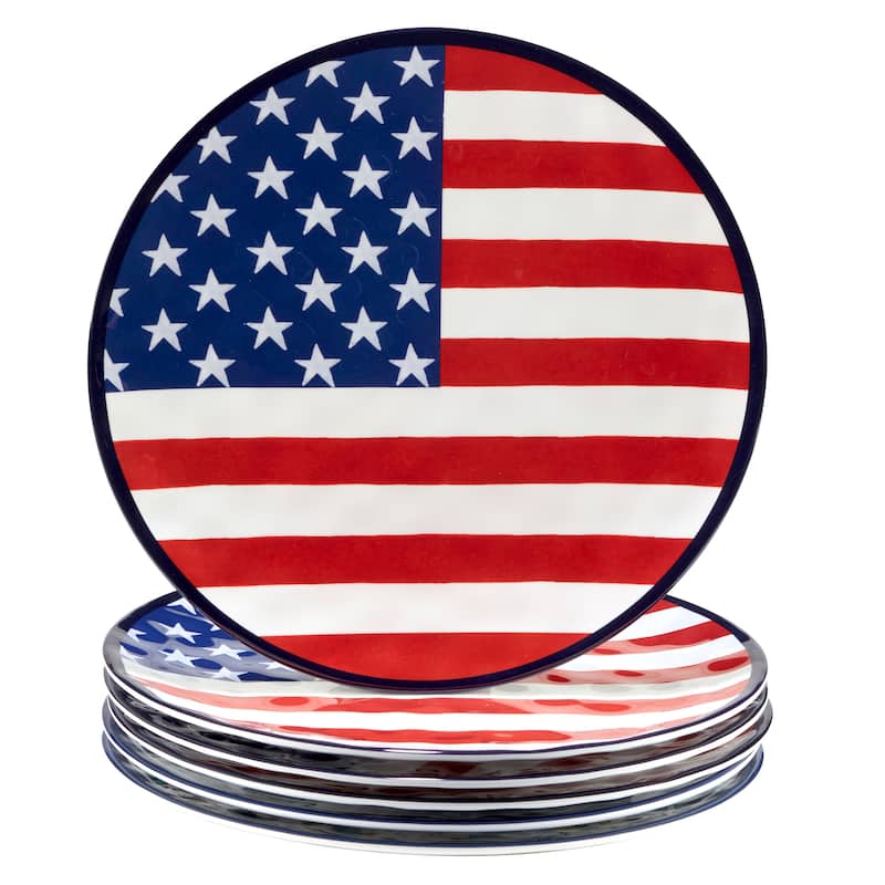 Certified International Stars & Stripes 11" Melamine Dinner Plate, Set of 6 - 11" Dia
