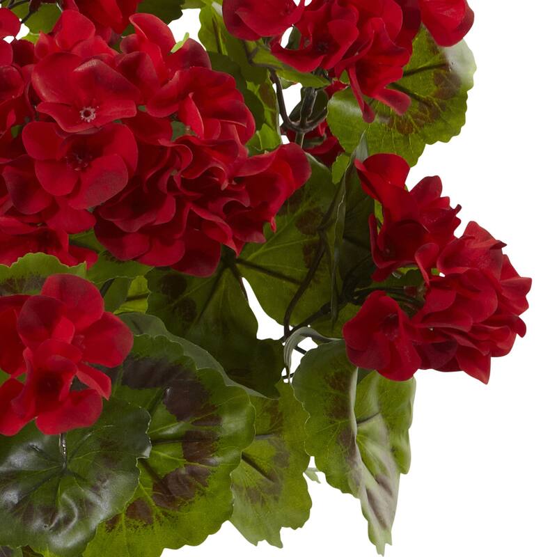 Set of 3 Geranium Outdoor Artificial Bushes 19"