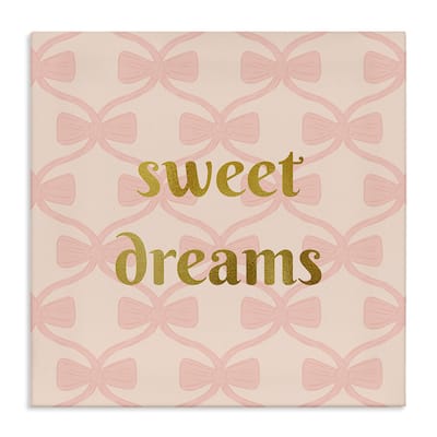Stupell Pastel Bows & Sweet Dreams Canvas Wall Art Design By Sazerelli Designs