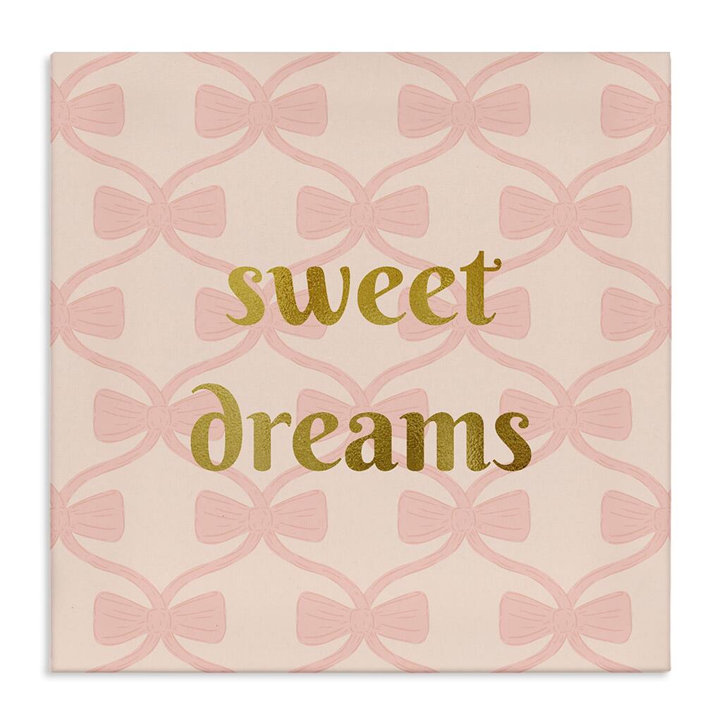 Stupell Pastel Bows & Sweet Dreams Canvas Wall Art Design By Sazerelli Designs
