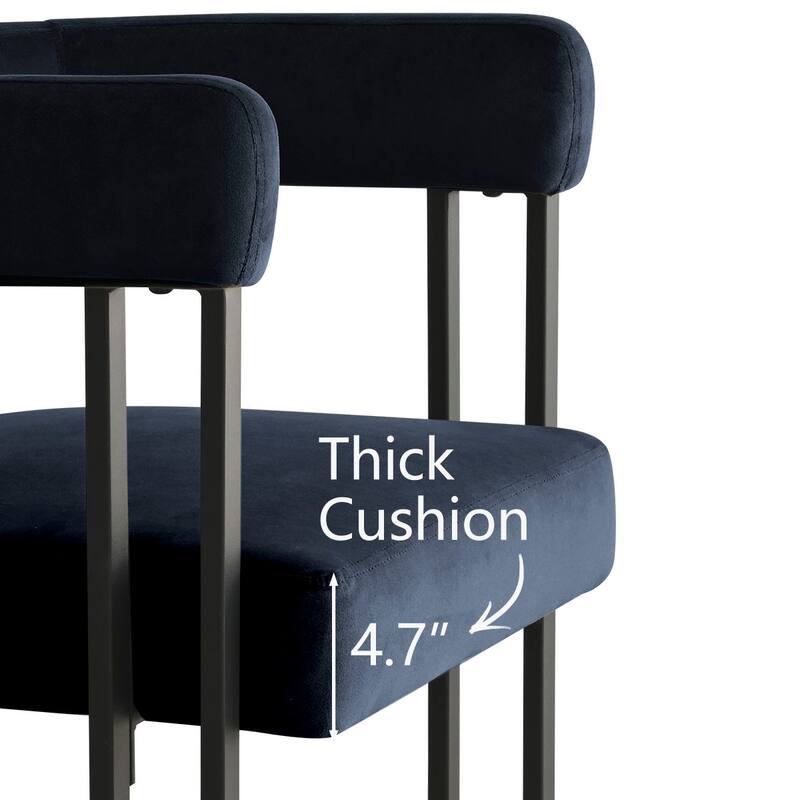 Modern Velvet Upholstered Dining Armchairs with Black Metal Legs (Set of 2/4/6)