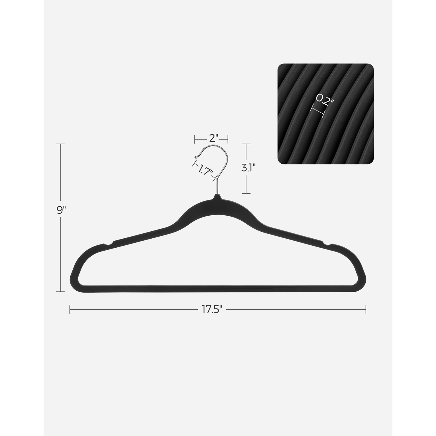 SONGMICS Pack of 30 Coat Hangers, Heavy-Duty Plastic Hangers, Non-Slip, 0.2  Inches Slim, 16.5 Inches Wide Light and Dark Gray