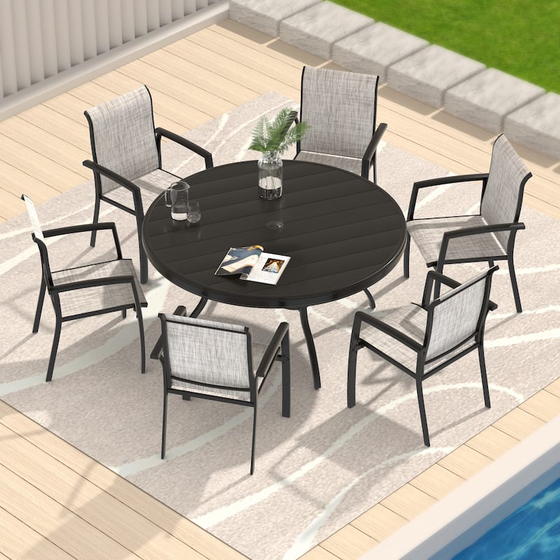 Garden Patio Chairs Set of 2, All Weather Metal Outdoor Dining Chairs, Garden, Poolsides