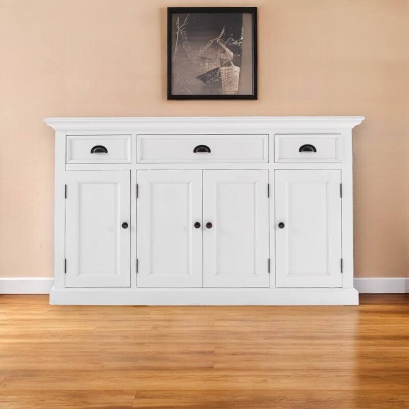 HomeRoots Large Modern Farmhouse White Cabinet - 57.09' X '33.46' X '19.69 - 57.09' X '33.46' X '19.69