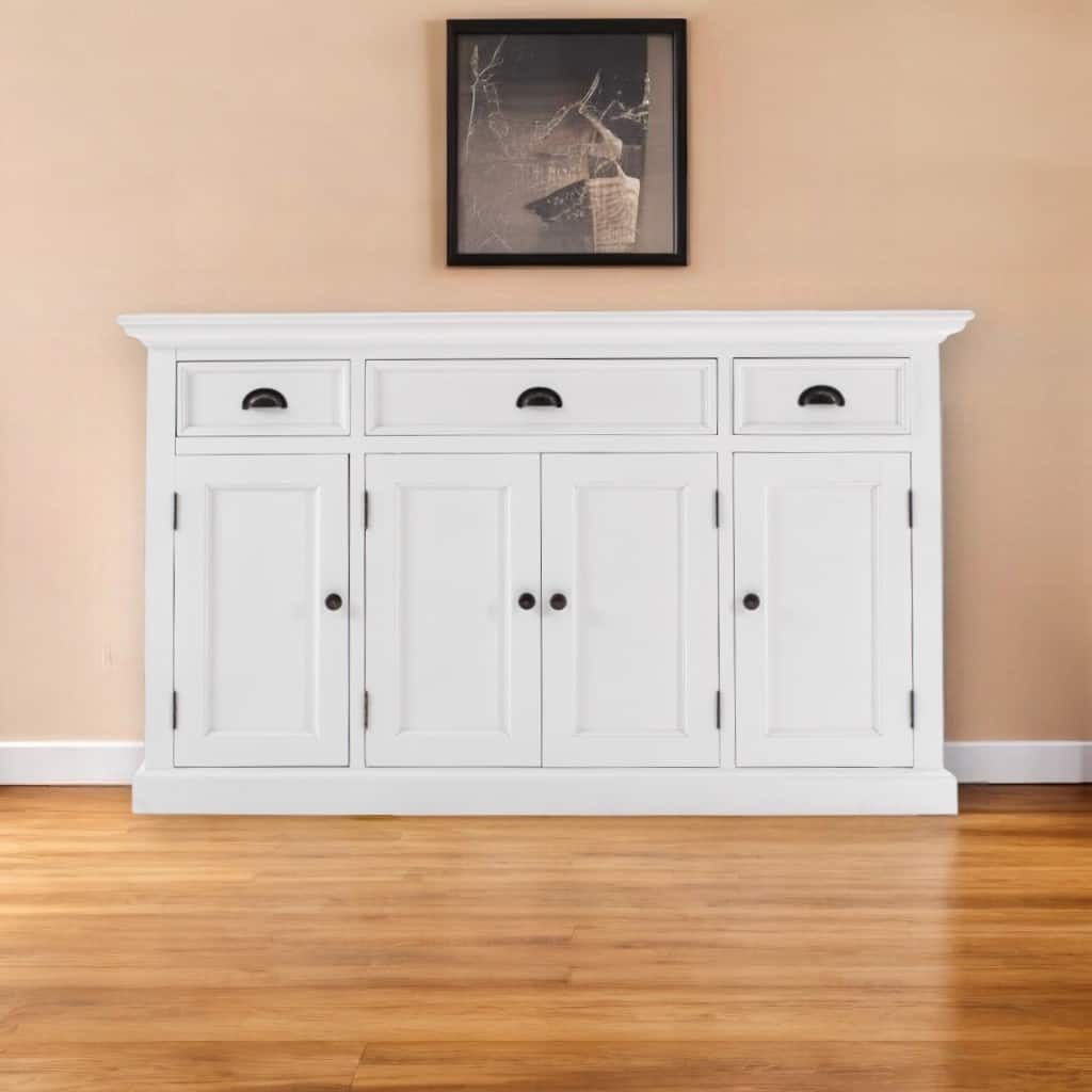 HomeRoots Large Modern Farmhouse White Cabinet - 57.09' X '33.46' X '19.69