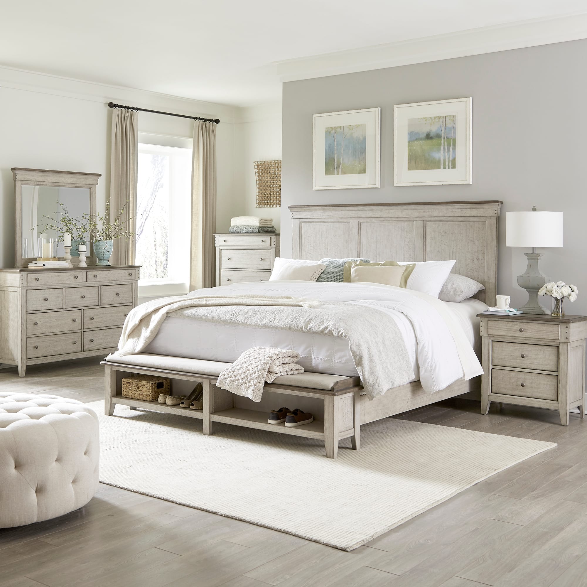 Option Bed, Dresser, Mirror, Chest, and Night Stand