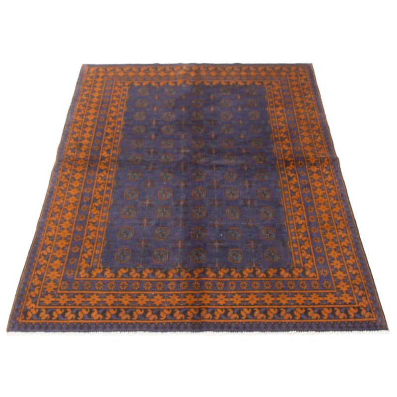 ECARPETGALLERY Hand-knotted Uzbek Kargahi Navy Wool Rug - 5'5 x 8'0