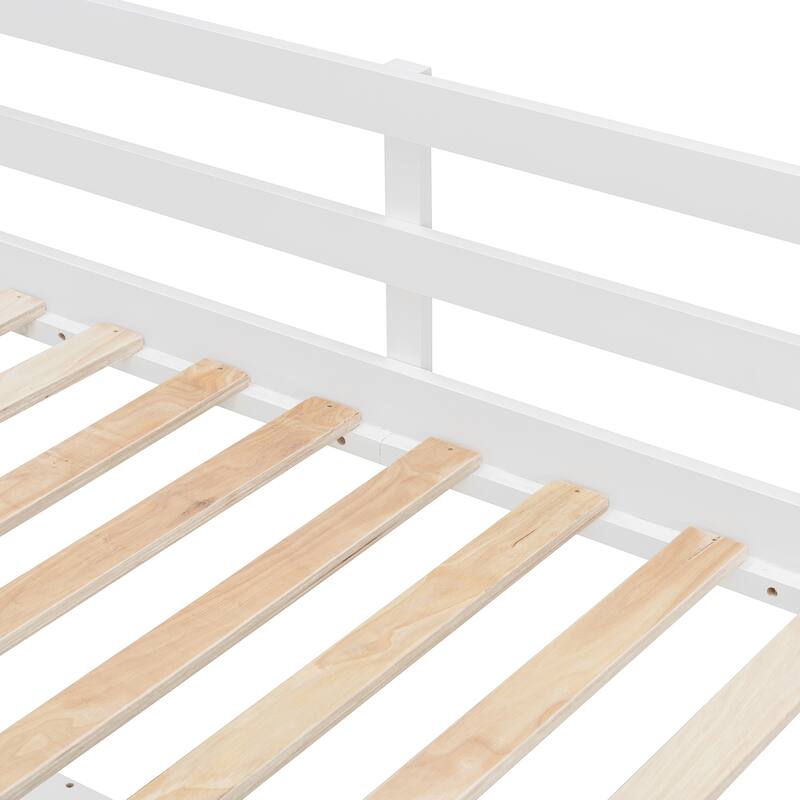 Roomfitters Twin/Full Size Loft Bed with Desk, Two Chests of Storage Drawers and Lighting